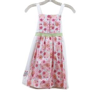Zatano Collectibles Floral/Plaid Pink/White/Green Sleeveless Apron Dress